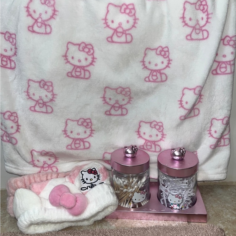 Hello kitty bath set with wrap towel and headbands